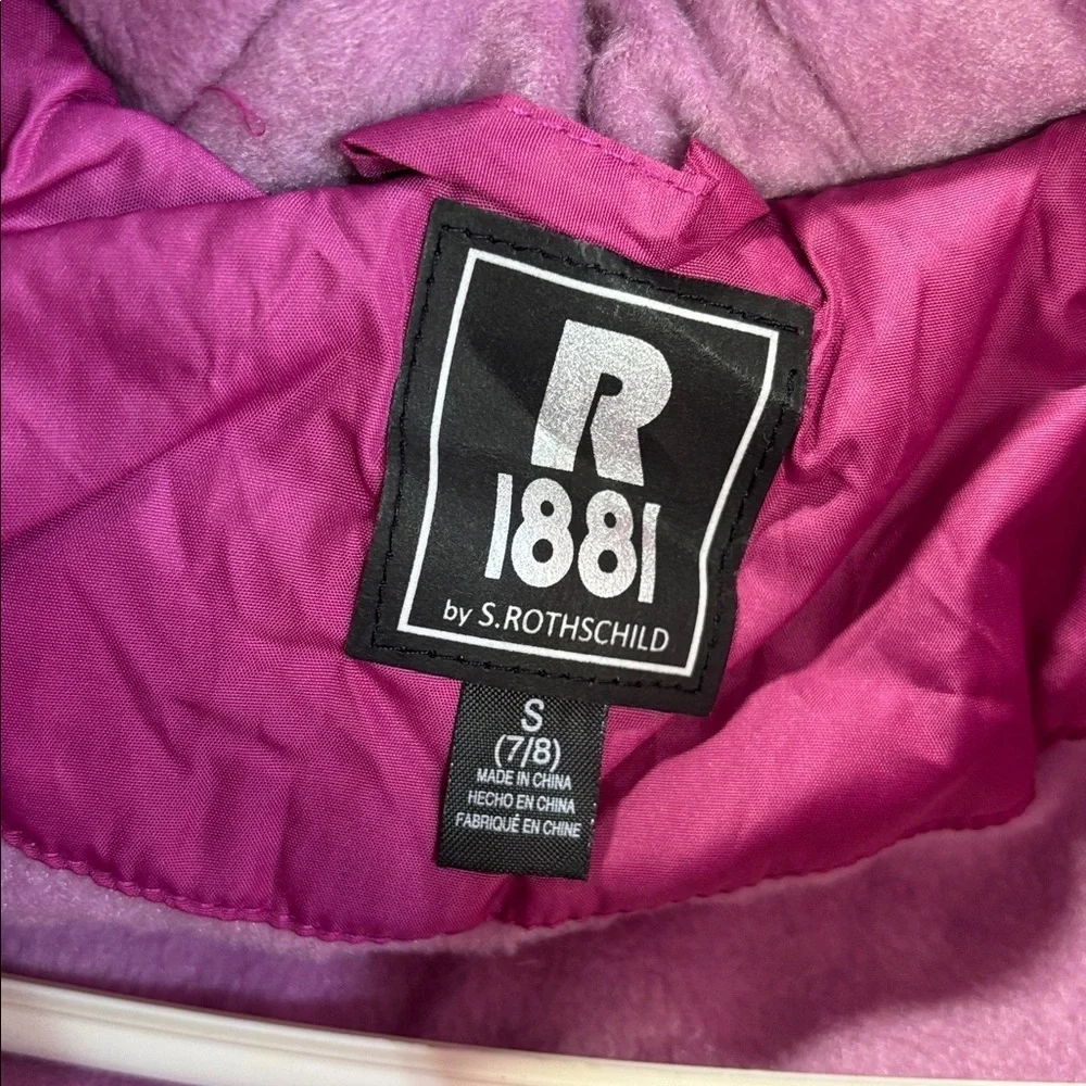 Rothschild Raspberry faux fur lined quilt puffer hooded jacket coat 7/8